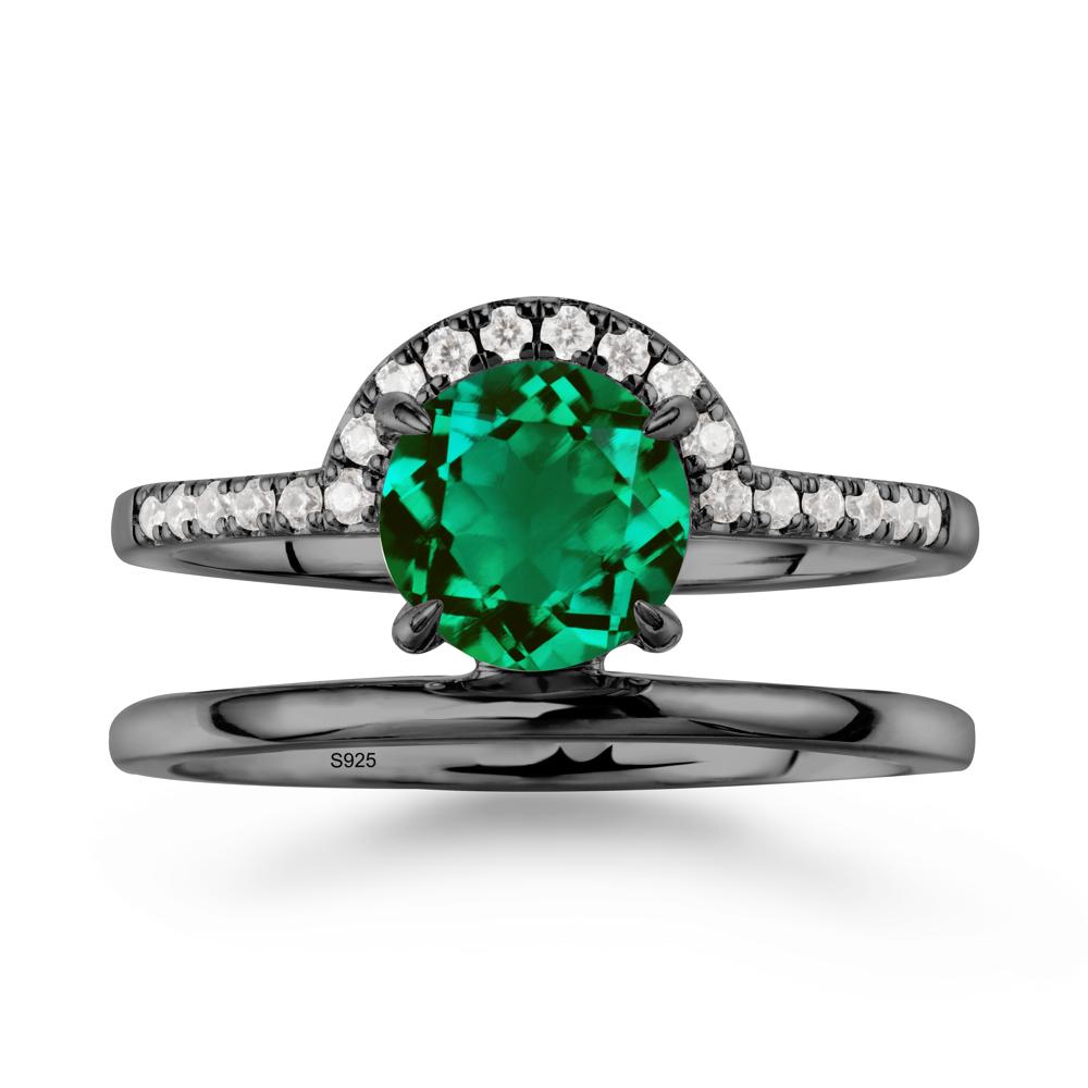 Round Shaped Emerald Ring In 18K Yellow Gold - LUO Jewelry #metal_black finish sterling silver