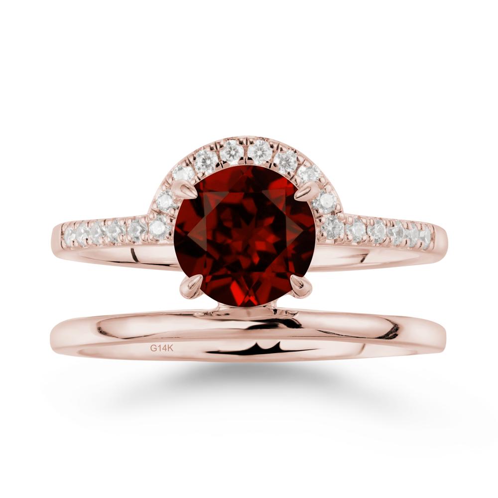 Double Band Libra Zodiac Garnet Ring-Balanced & Cracious - LUO Jewelry #metal_14k rose gold