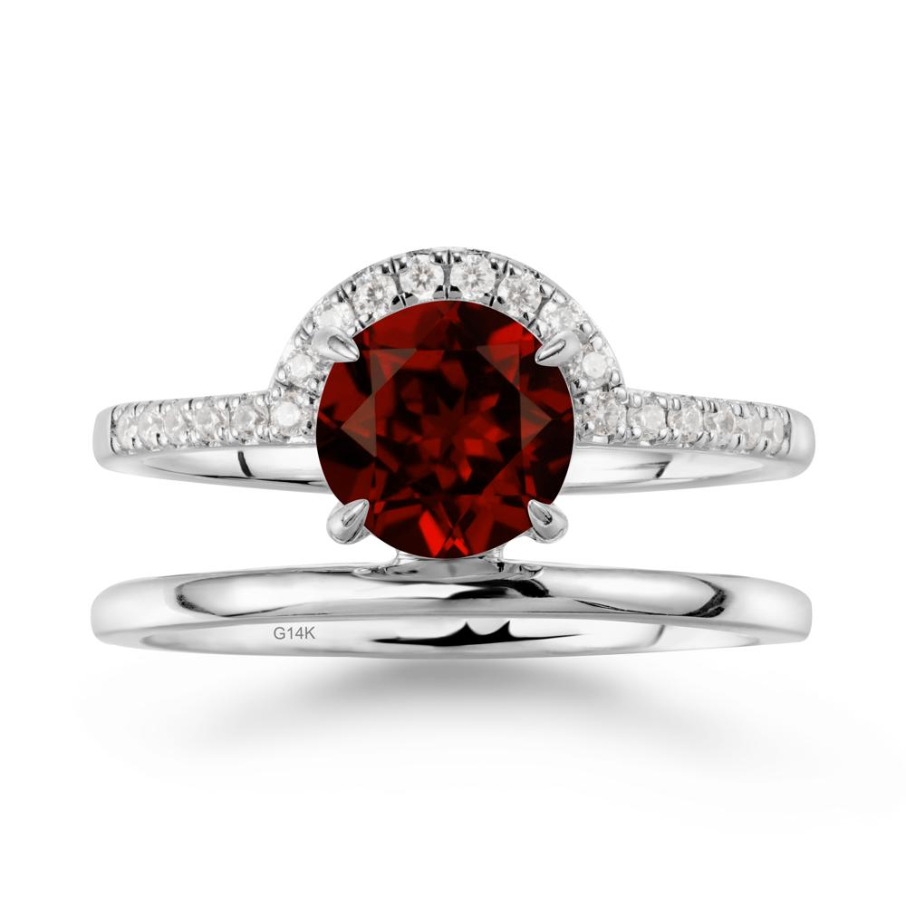Double Band Libra Zodiac Garnet Ring-Balanced & Cracious - LUO Jewelry #metal_14k white gold