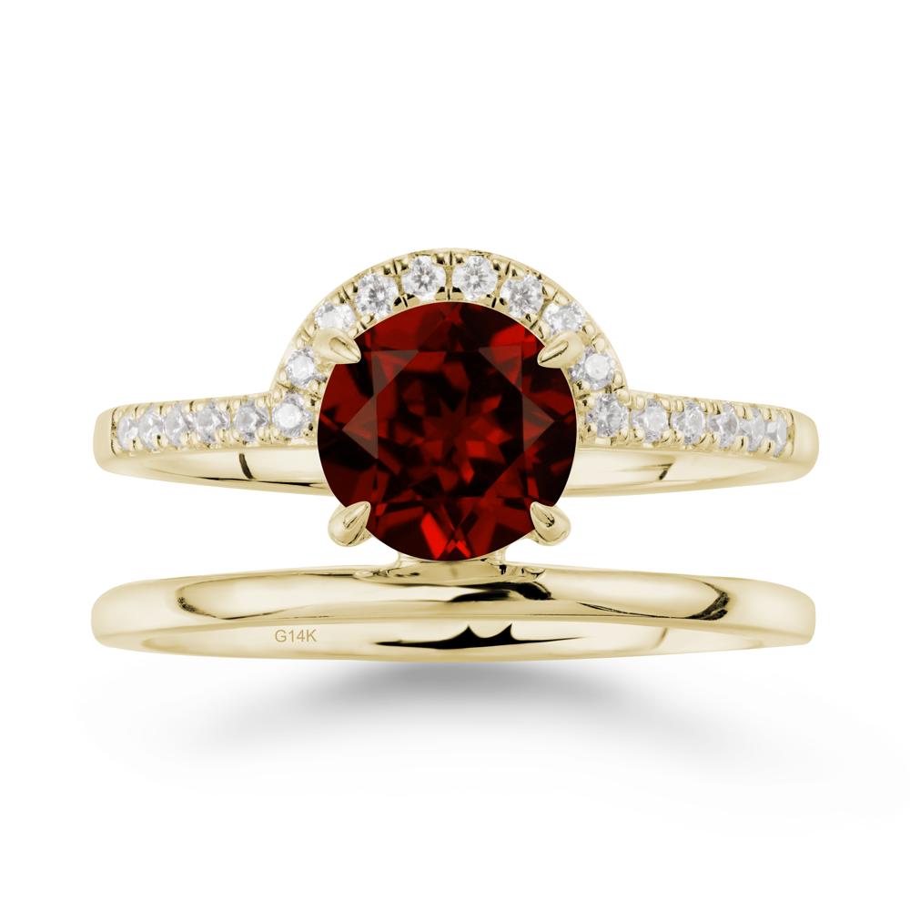 Double Band Libra Zodiac Garnet Ring-Balanced & Cracious - LUO Jewelry #metal_14k yellow gold
