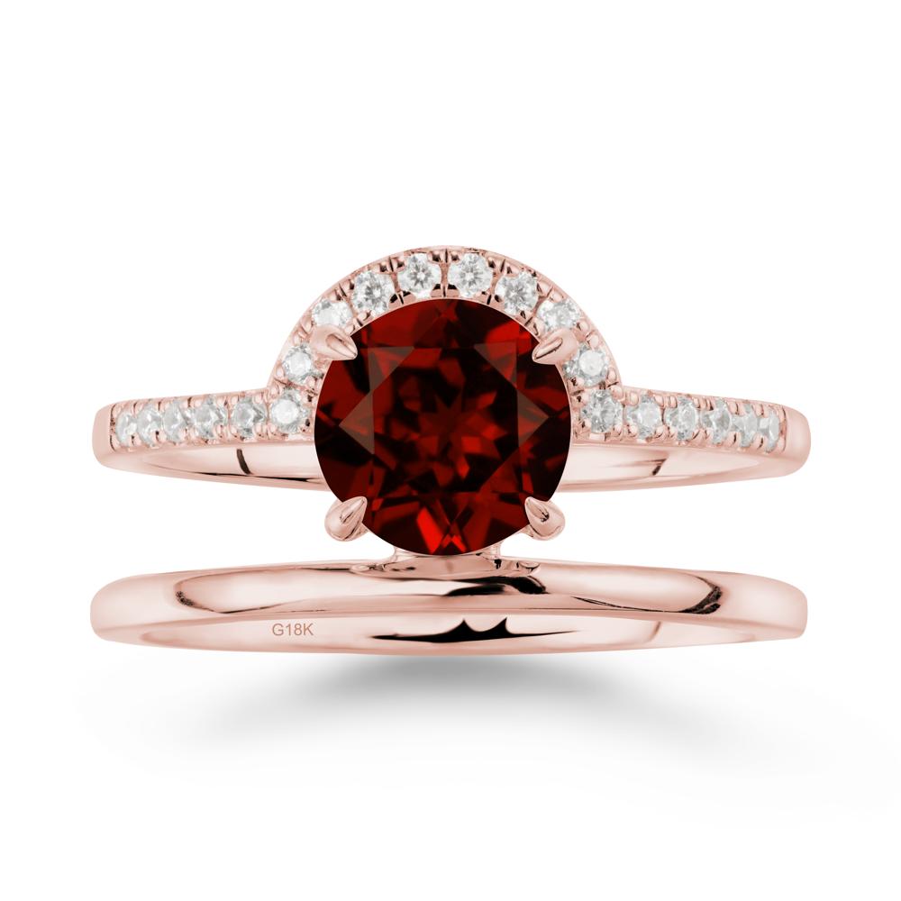 Double Band Libra Zodiac Garnet Ring-Balanced & Cracious - LUO Jewelry #metal_18k rose gold