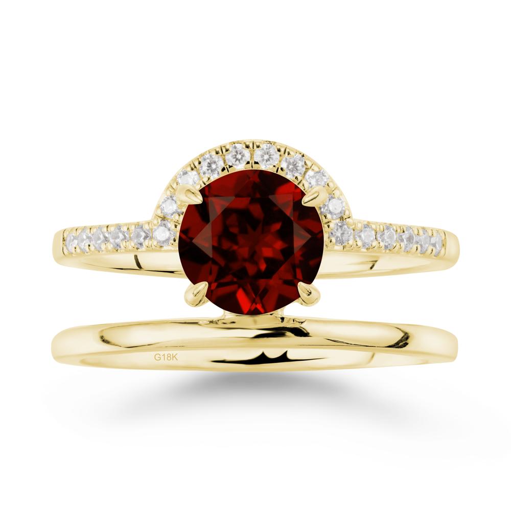 Double Band Libra Zodiac Garnet Ring-Balanced & Cracious - LUO Jewelry #metal_18k yellow gold