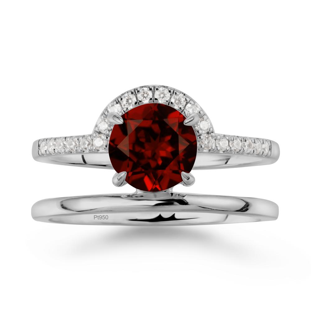 Double Band Libra Zodiac Garnet Ring-Balanced & Cracious - LUO Jewelry #metal_platinum