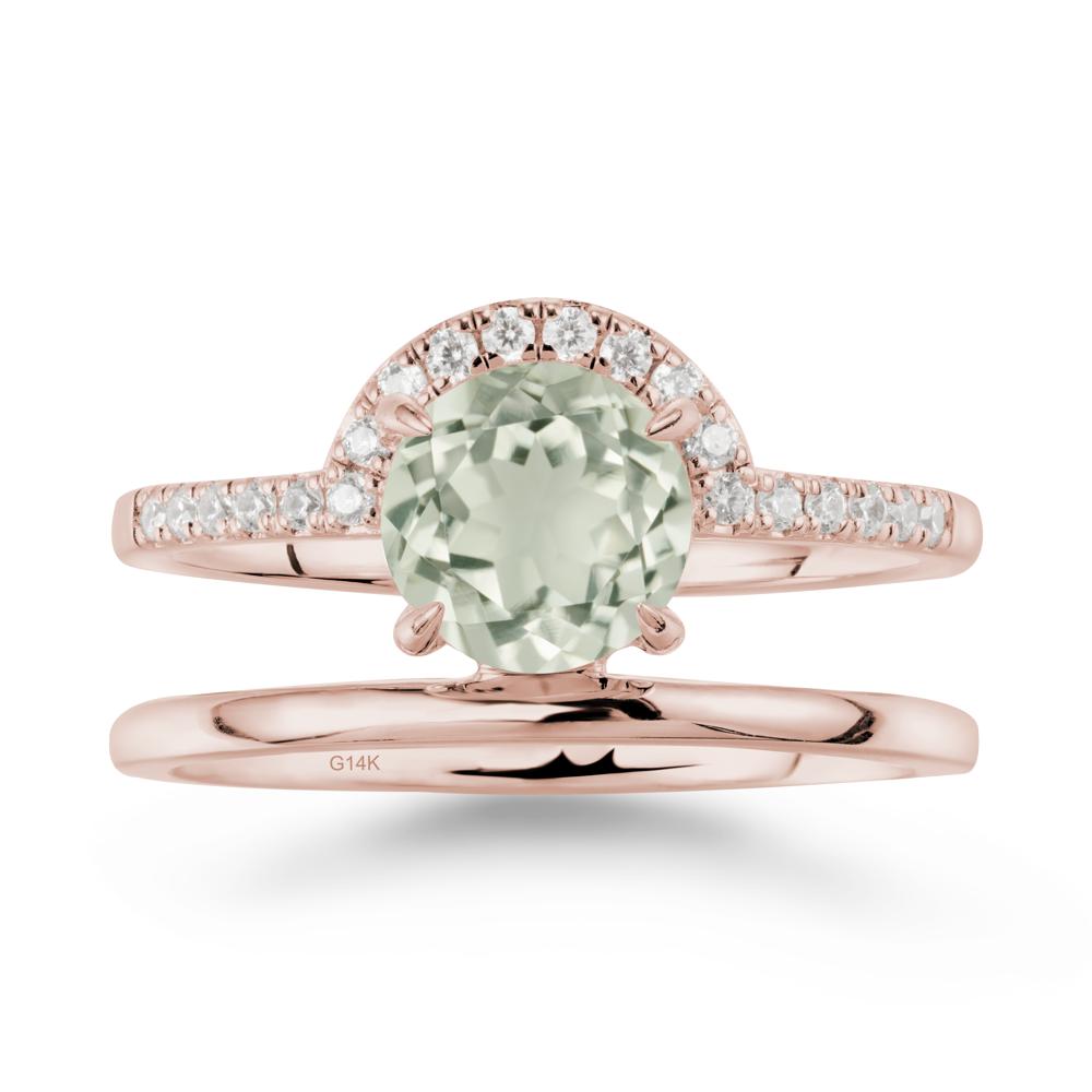 Double Band Creative Green Amethyst Ring - LUO Jewelry #metal_14k rose gold