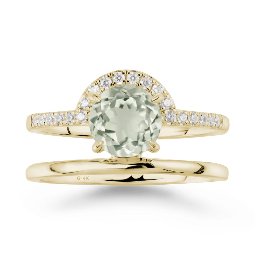 Double Band Creative Green Amethyst Ring - LUO Jewelry #metal_14k yellow gold