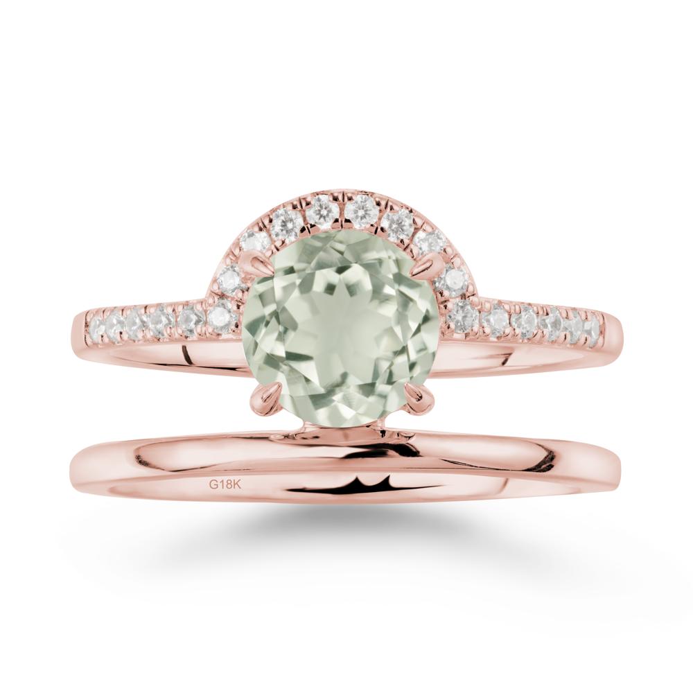 Double Band Creative Green Amethyst Ring - LUO Jewelry #metal_18k rose gold