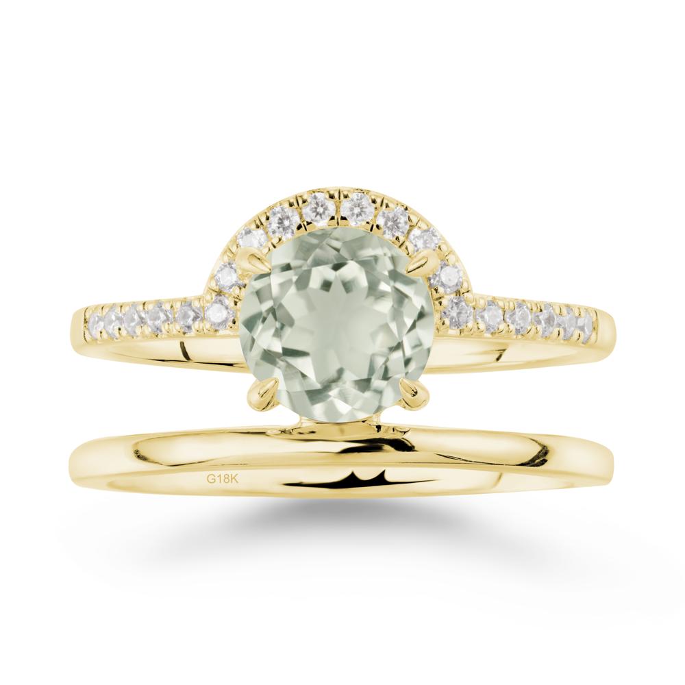 Double Band Creative Green Amethyst Ring - LUO Jewelry #metal_18k yellow gold