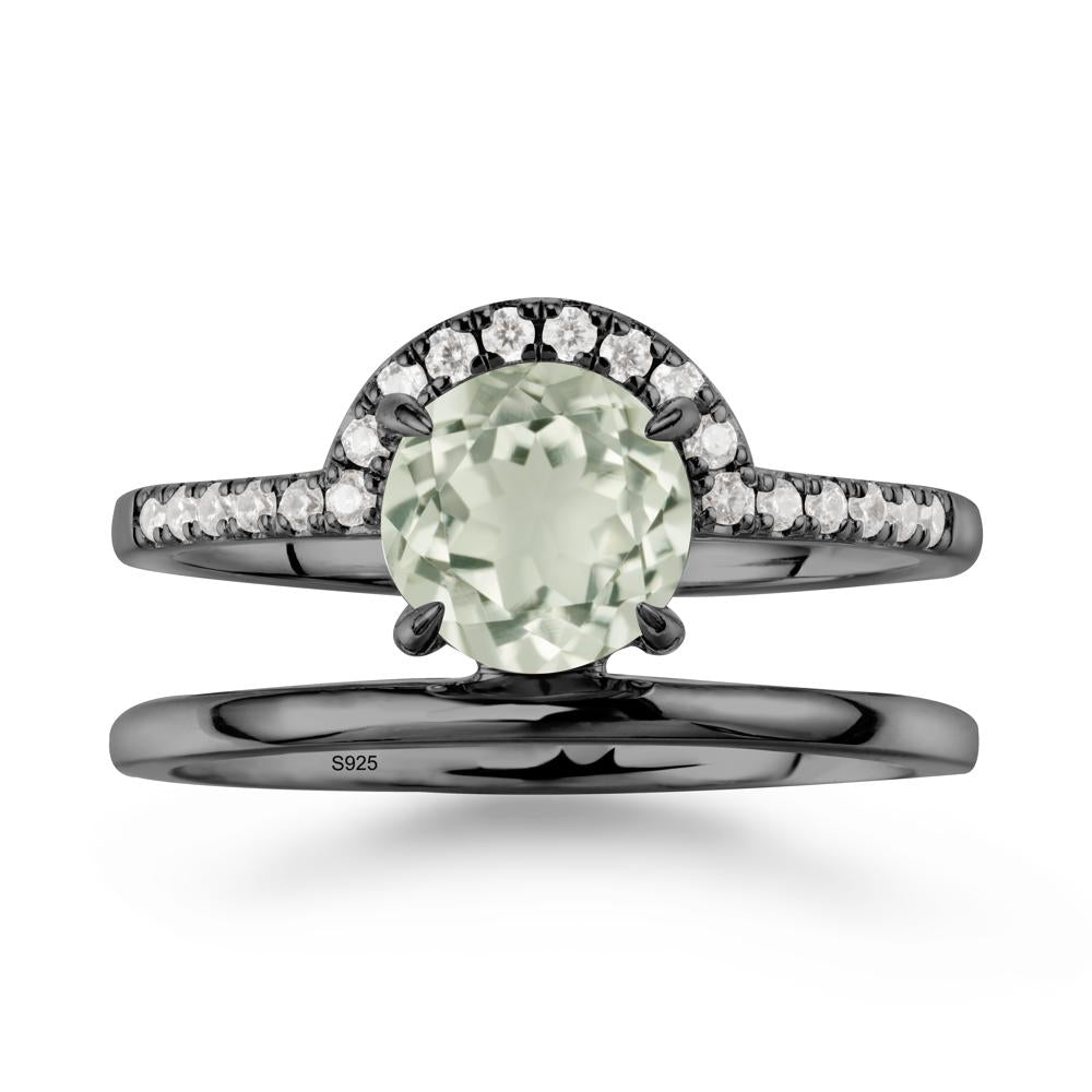 Double Band Creative Green Amethyst Ring - LUO Jewelry #metal_black finish sterling silver