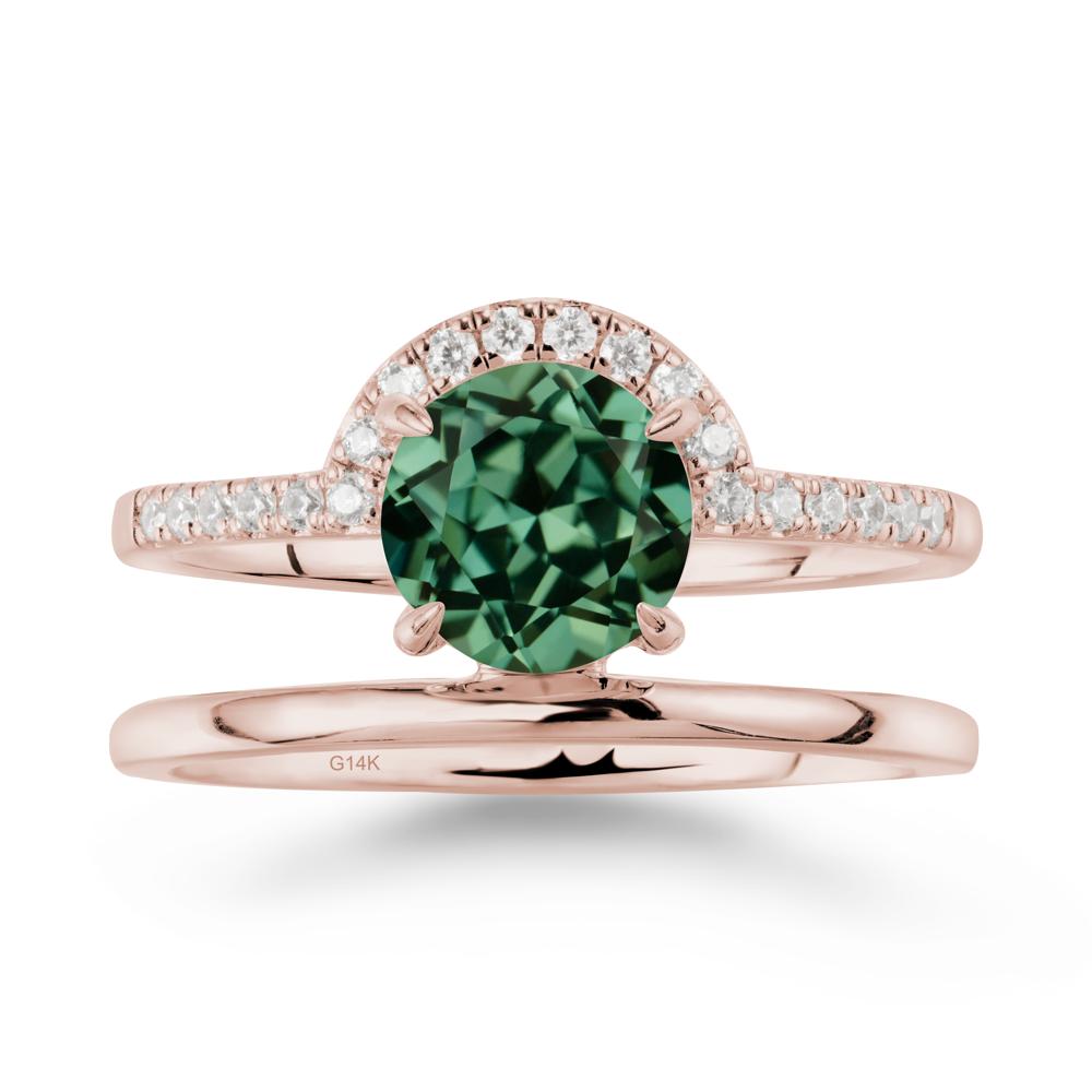 Round Shaped Green Sapphire Ring In 18K Yellow Gold - LUO Jewelry #metal_14k rose gold