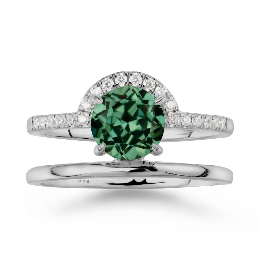 Round Shaped Green Sapphire Ring In 18K Yellow Gold - LUO Jewelry #metal_platinum