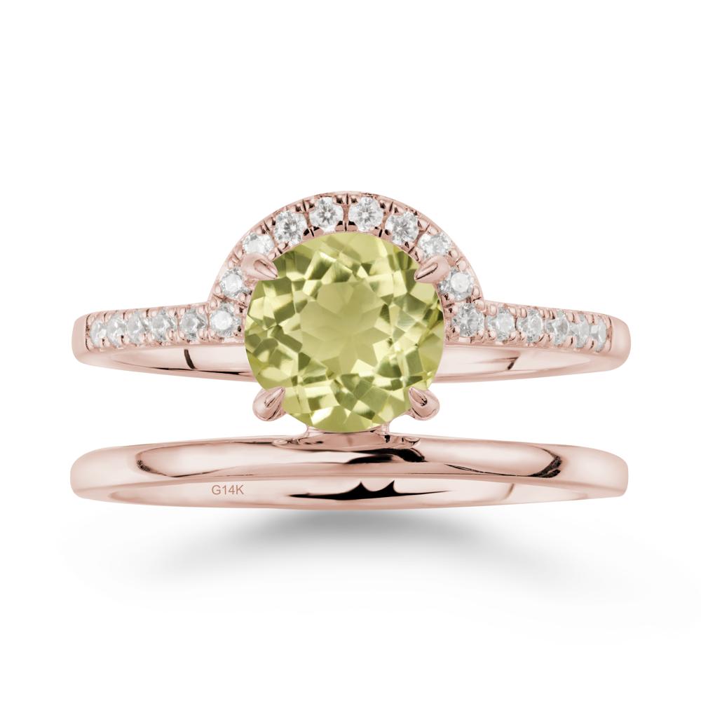 Double Band Libra Zodiac Lemon Quartz Ring-Balanced & Cracious - LUO Jewelry #metal_14k rose gold