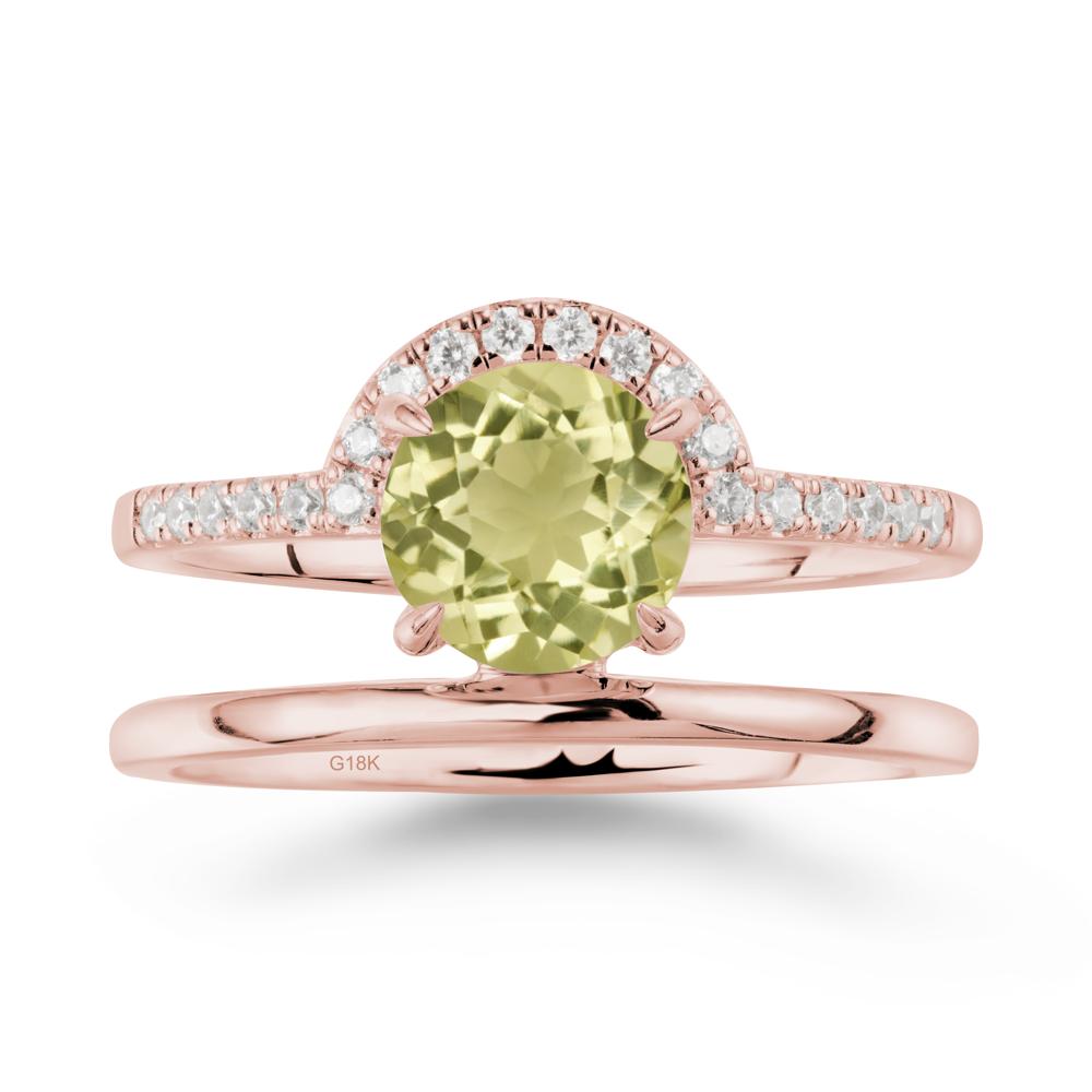 Double Band Libra Zodiac Lemon Quartz Ring-Balanced & Cracious - LUO Jewelry #metal_18k rose gold