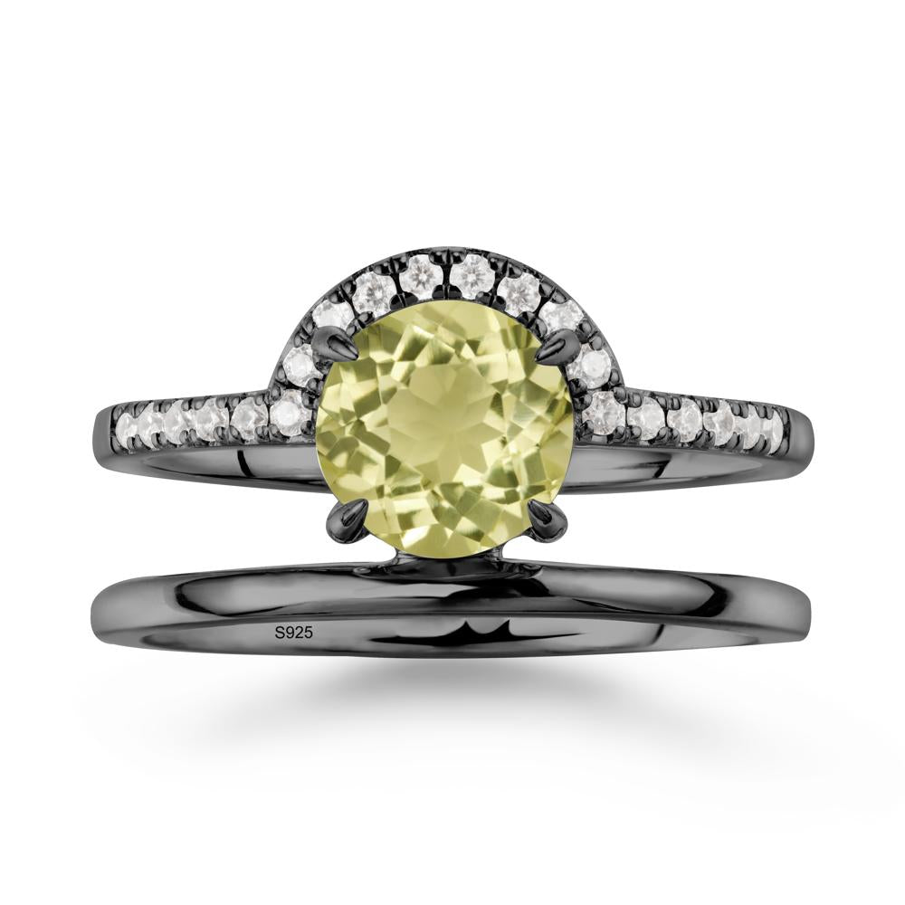 Double Band Libra Zodiac Lemon Quartz Ring-Balanced & Cracious - LUO Jewelry #metal_black finish sterling silver