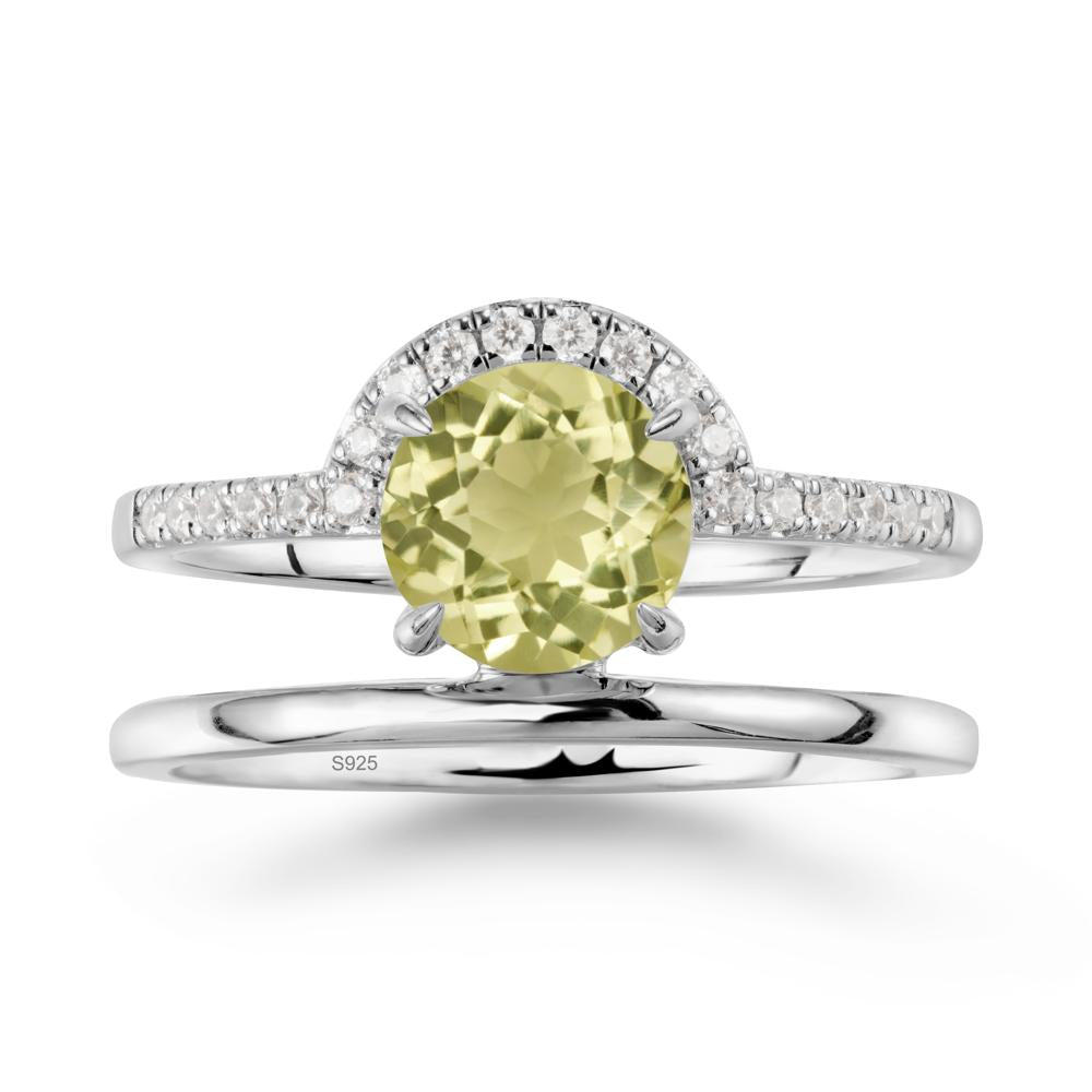 Double Band Libra Zodiac Lemon Quartz Ring-Balanced & Cracious - LUO Jewelry #metal_sterling silver