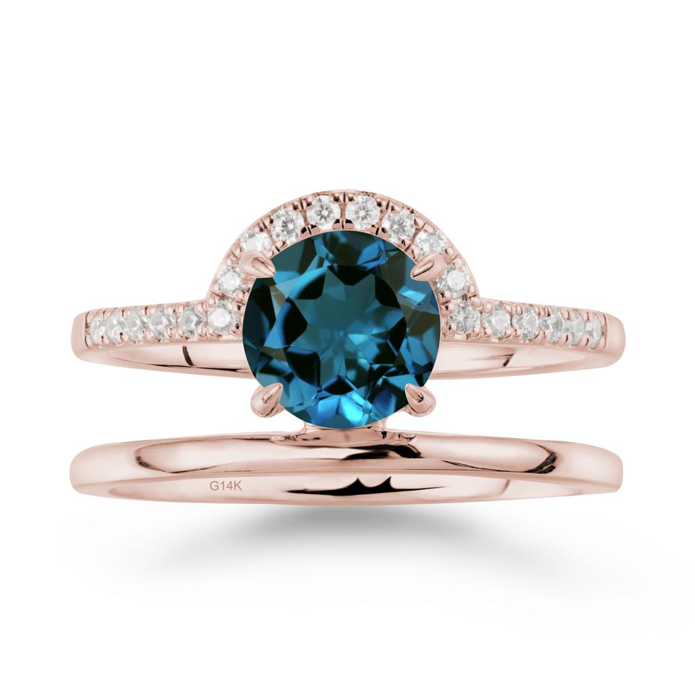 Double Band Creative London Blue Topaz Ring - LUO Jewelry #metal_14k rose gold