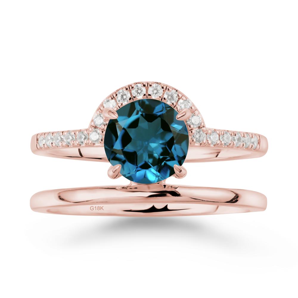 Double Band Creative London Blue Topaz Ring - LUO Jewelry #metal_18k rose gold