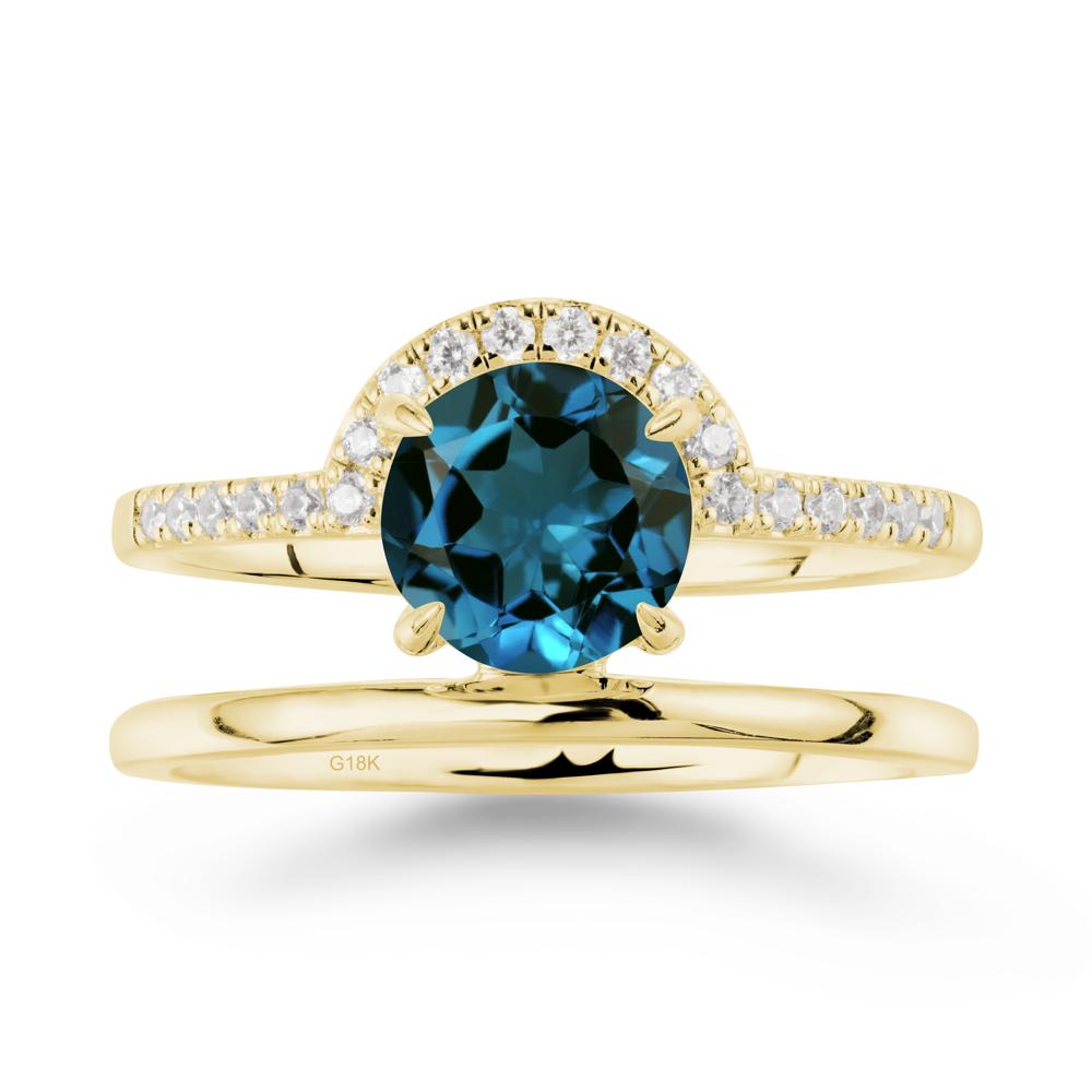 Double Band Creative London Blue Topaz Ring - LUO Jewelry #metal_18k yellow gold