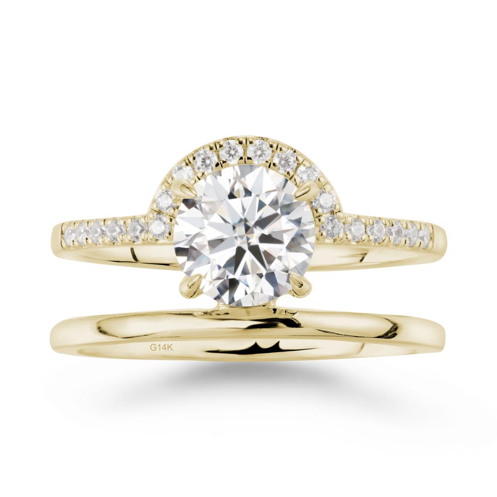 Round Shaped Moissanite Ring In 18K Yellow Gold - LUO Jewelry #metal_14k yellow gold