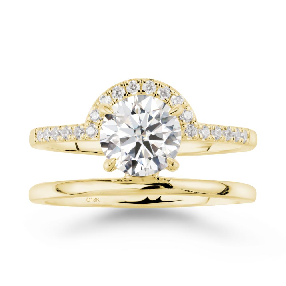 Round Shaped Moissanite Ring In 18K Yellow Gold - LUO Jewelry #metal_18k yellow gold