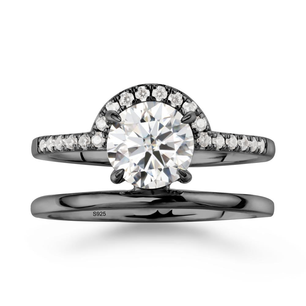 Round Shaped Moissanite Ring In 18K Yellow Gold - LUO Jewelry #metal_black finish sterling silver