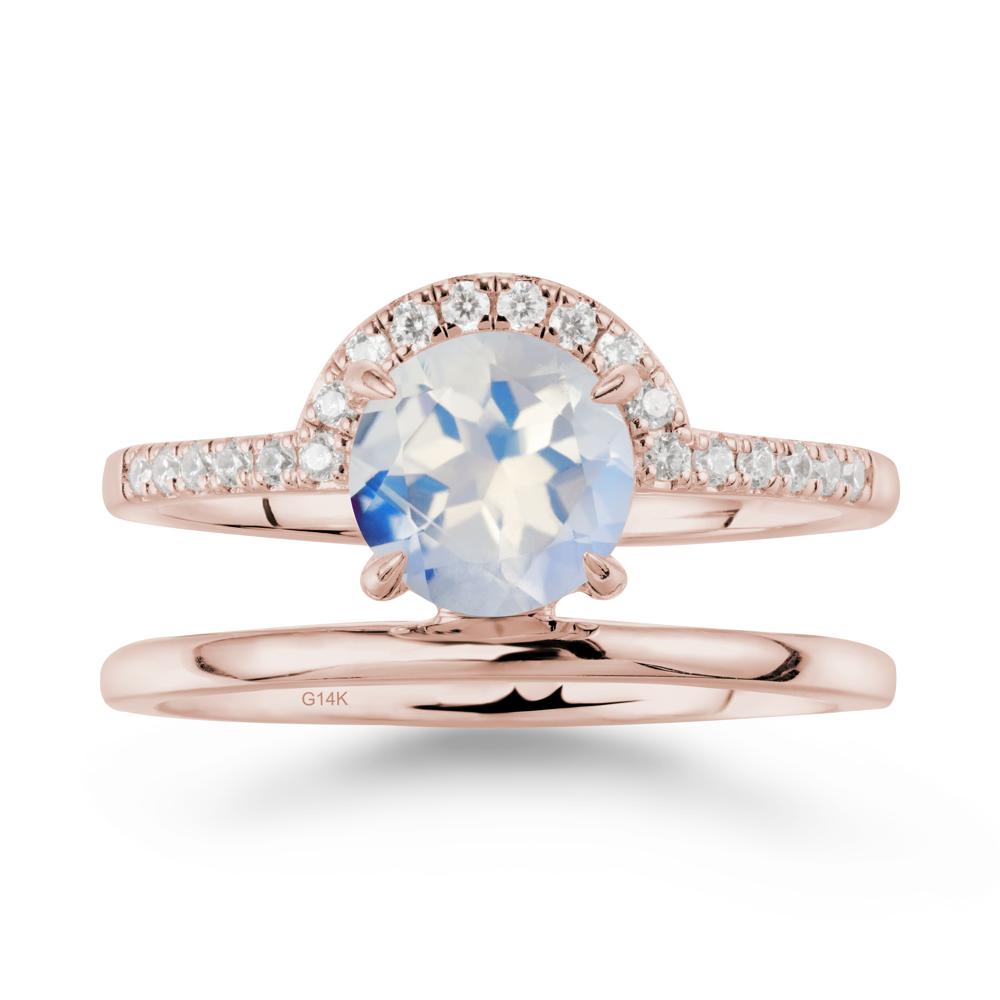 Double Band Libra Zodiac Moonstone Ring-Balanced & Cracious - LUO Jewelry #metal_14k rose gold