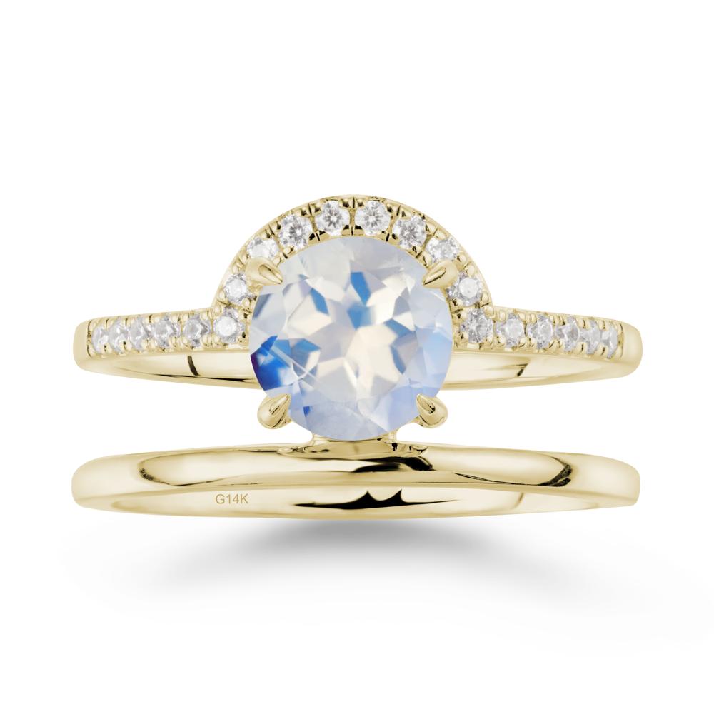 Double Band Libra Zodiac Moonstone Ring-Balanced & Cracious - LUO Jewelry #metal_14k yellow gold