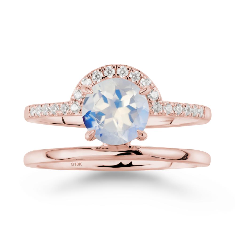Double Band Libra Zodiac Moonstone Ring-Balanced & Cracious - LUO Jewelry #metal_18k rose gold