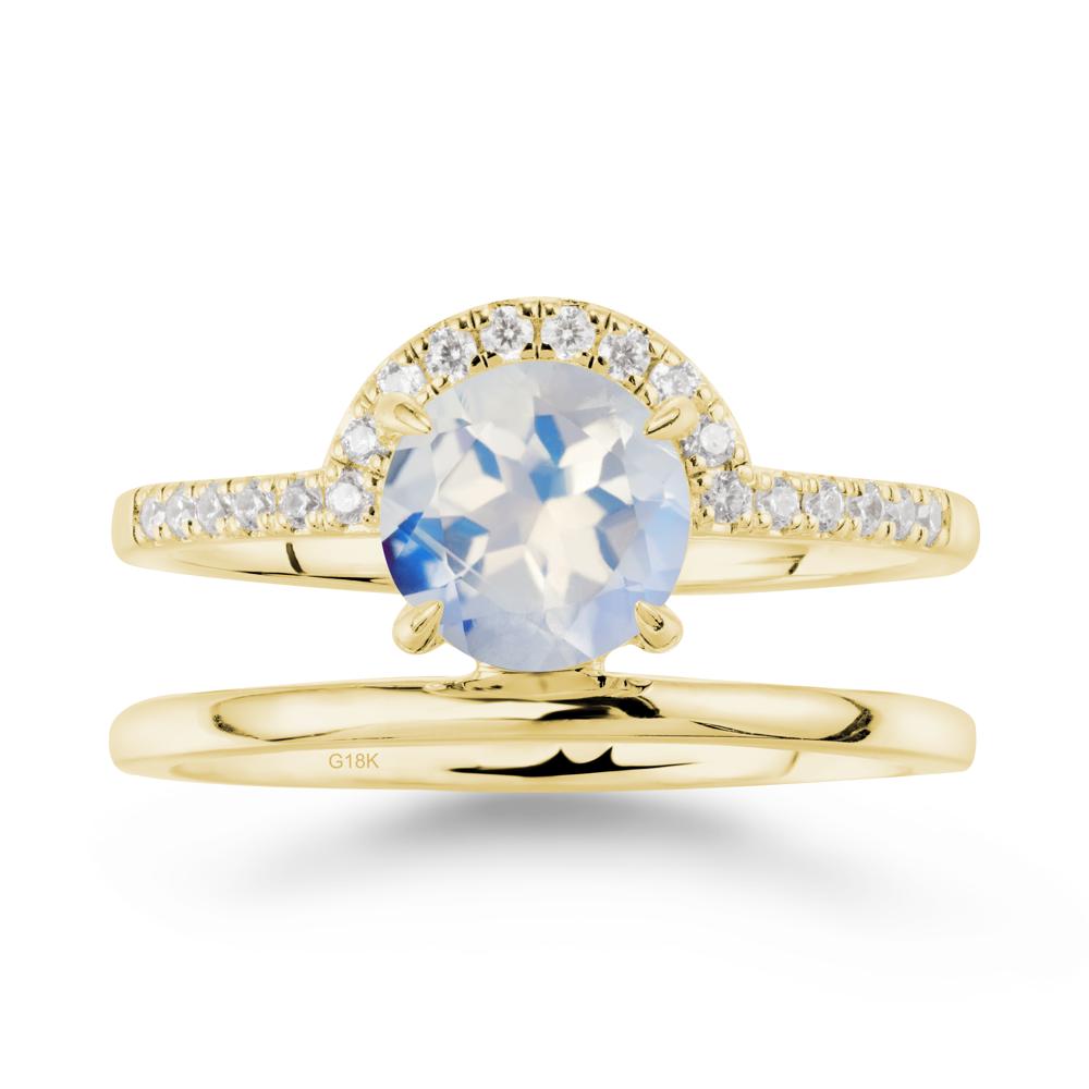 Double Band Libra Zodiac Moonstone Ring-Balanced & Cracious - LUO Jewelry #metal_18k yellow gold