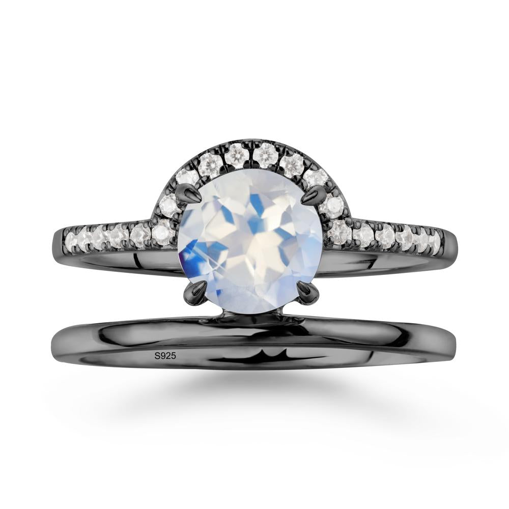 Double Band Libra Zodiac Moonstone Ring-Balanced & Cracious - LUO Jewelry #metal_black finish sterling silver