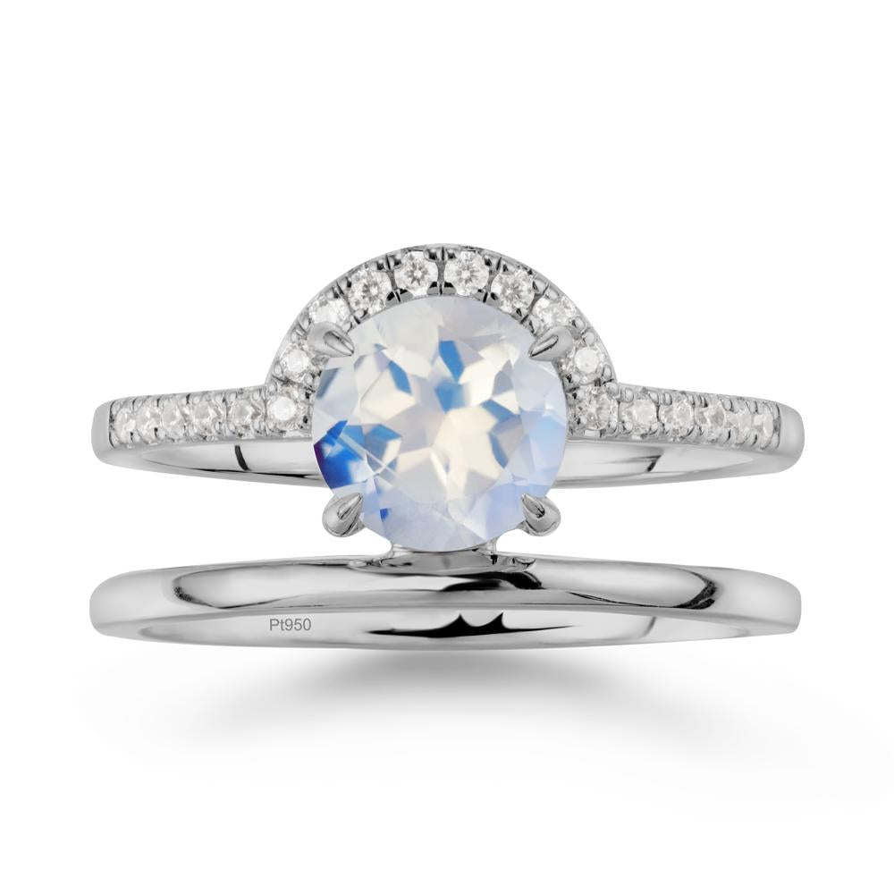 Double Band Libra Zodiac Moonstone Ring-Balanced & Cracious - LUO Jewelry #metal_platinum