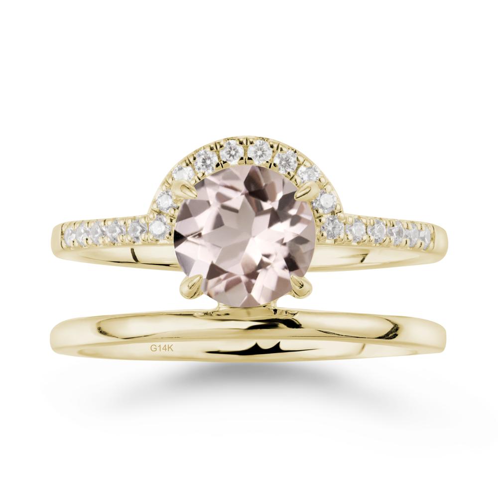 Double Band Creative Morganite Ring - LUO Jewelry #metal_14k yellow gold