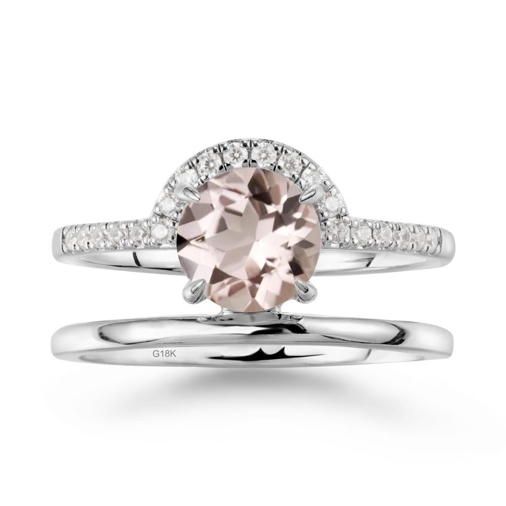 Double Band Creative Morganite Ring - LUO Jewelry #metal_18k white gold