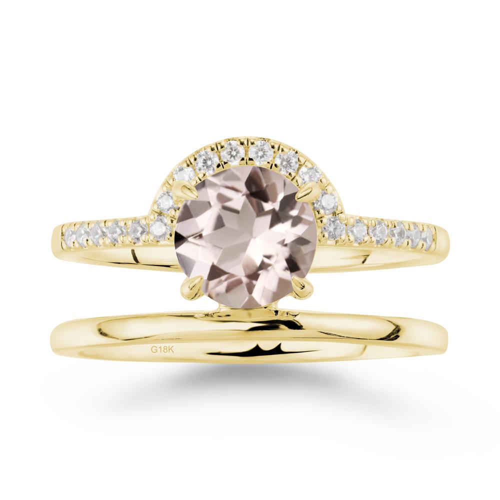 Double Band Creative Morganite Ring - LUO Jewelry #metal_18k yellow gold