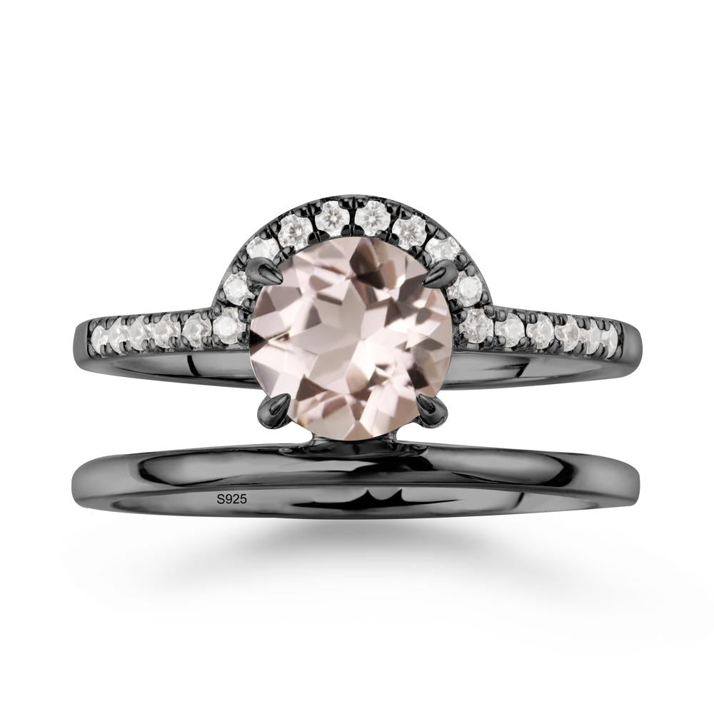 Double Band Creative Morganite Ring - LUO Jewelry #metal_black finish sterling silver