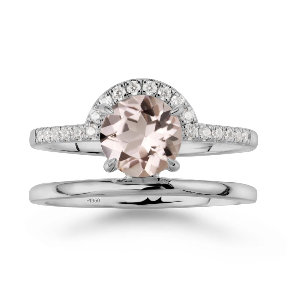 Double Band Creative Morganite Ring - LUO Jewelry #metal_platinum