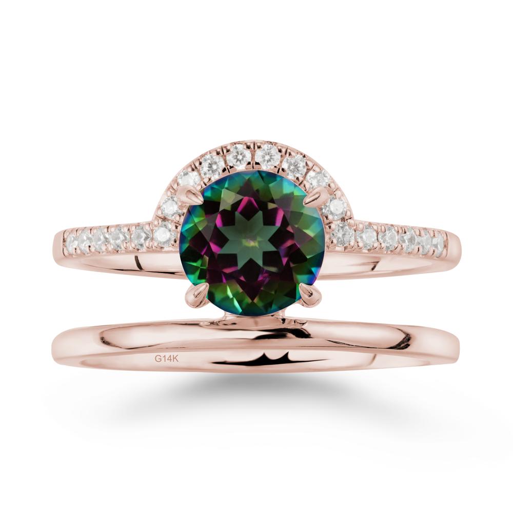 Round Shaped Mystic Topaz Ring In 18K Yellow Gold - LUO Jewelry #metal_14k rose gold