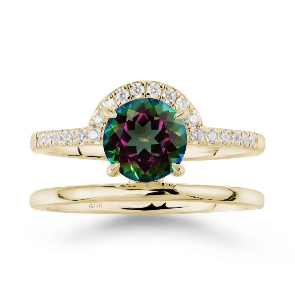 Round Shaped Mystic Topaz Ring In 18K Yellow Gold - LUO Jewelry #metal_14k yellow gold