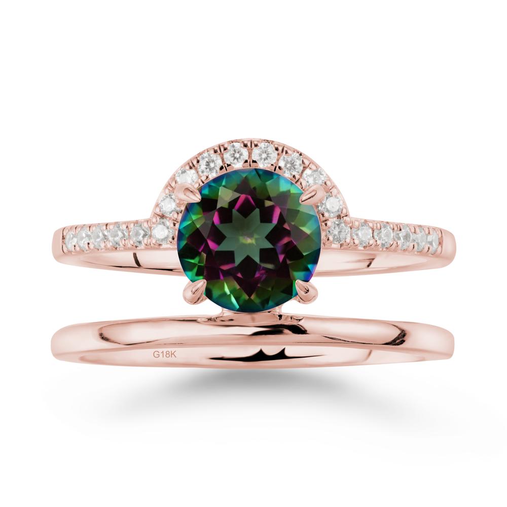 Round Shaped Mystic Topaz Ring In 18K Yellow Gold - LUO Jewelry #metal_18k rose gold