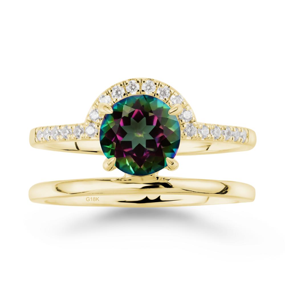 Round Shaped Mystic Topaz Ring In 18K Yellow Gold - LUO Jewelry #metal_18k yellow gold