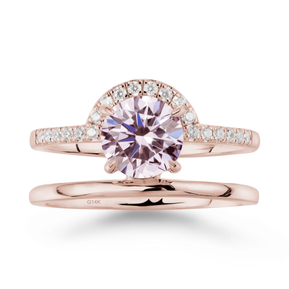 Double Band Libra Zodiac Pink Cubic Zirconia Ring-Balanced & Cracious - LUO Jewelry #metal_14k rose gold