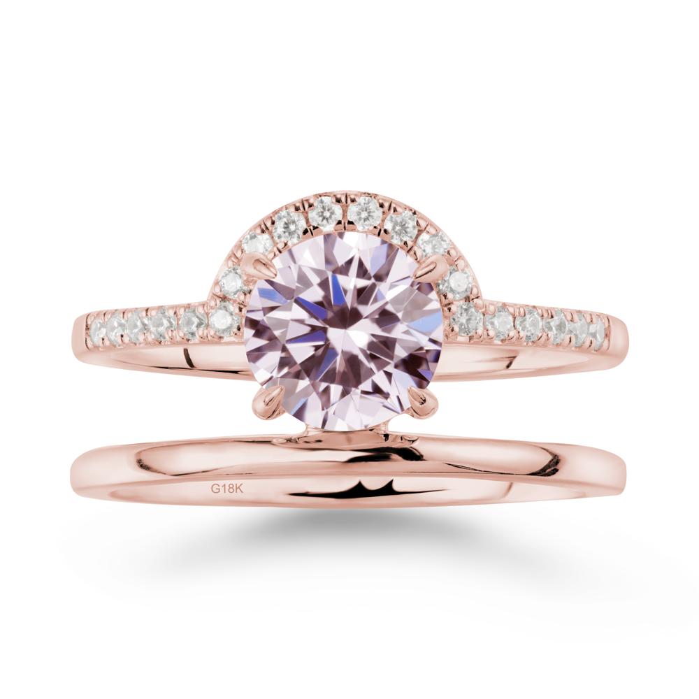 Double Band Libra Zodiac Pink Cubic Zirconia Ring-Balanced & Cracious - LUO Jewelry #metal_18k rose gold