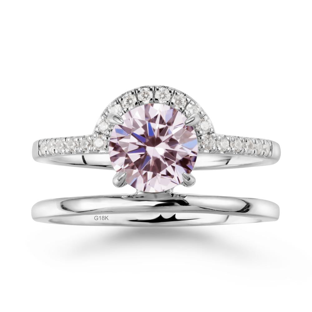 Double Band Libra Zodiac Pink Cubic Zirconia Ring-Balanced & Cracious - LUO Jewelry #metal_18k white gold