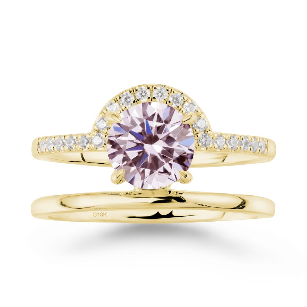 Double Band Libra Zodiac Pink Cubic Zirconia Ring-Balanced & Cracious - LUO Jewelry #metal_18k yellow gold