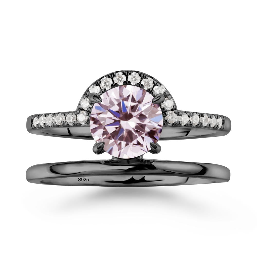 Double Band Libra Zodiac Pink Cubic Zirconia Ring-Balanced & Cracious - LUO Jewelry #metal_black finish sterling silver