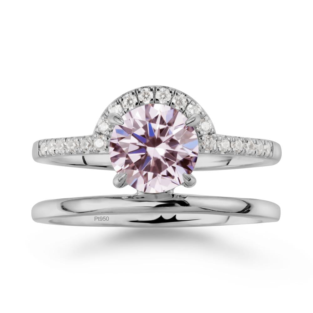 Double Band Libra Zodiac Pink Cubic Zirconia Ring-Balanced & Cracious - LUO Jewelry #metal_platinum