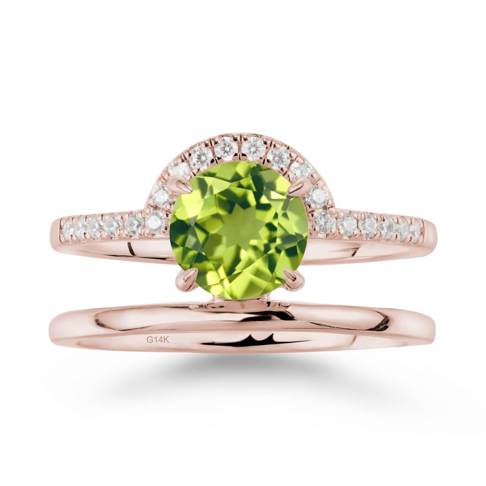 Double Band Creative Peridot Ring - LUO Jewelry #metal_14k rose gold