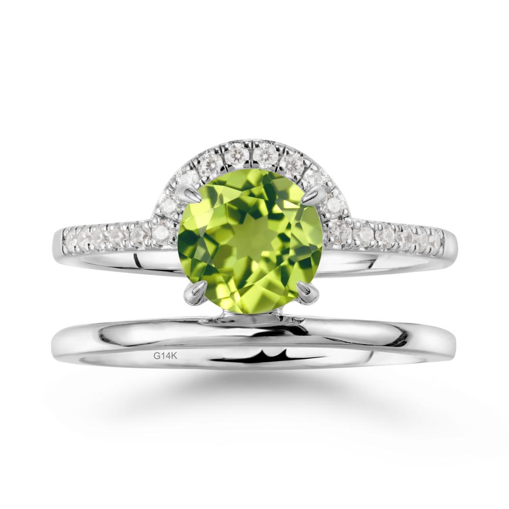 Double Band Creative Peridot Ring - LUO Jewelry #metal_14k white gold