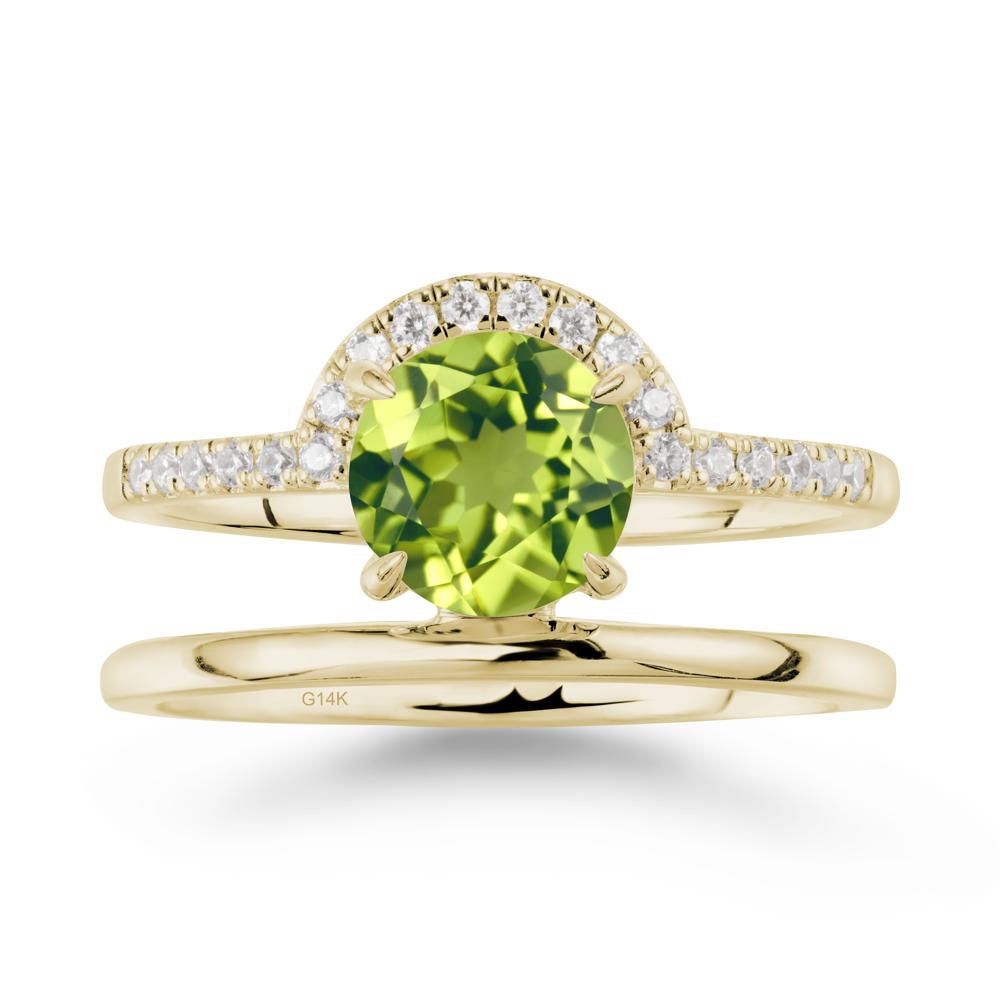 Double Band Creative Peridot Ring - LUO Jewelry #metal_14k yellow gold
