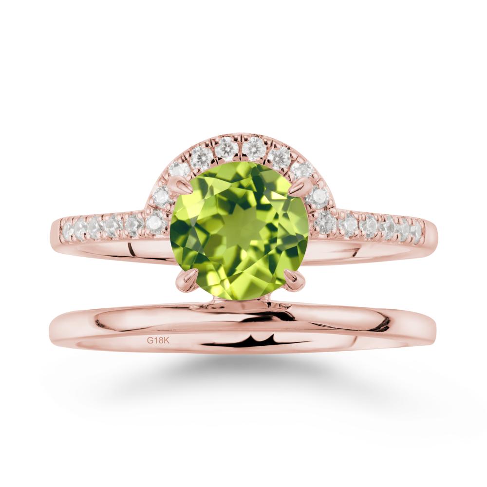 Double Band Creative Peridot Ring - LUO Jewelry #metal_18k rose gold
