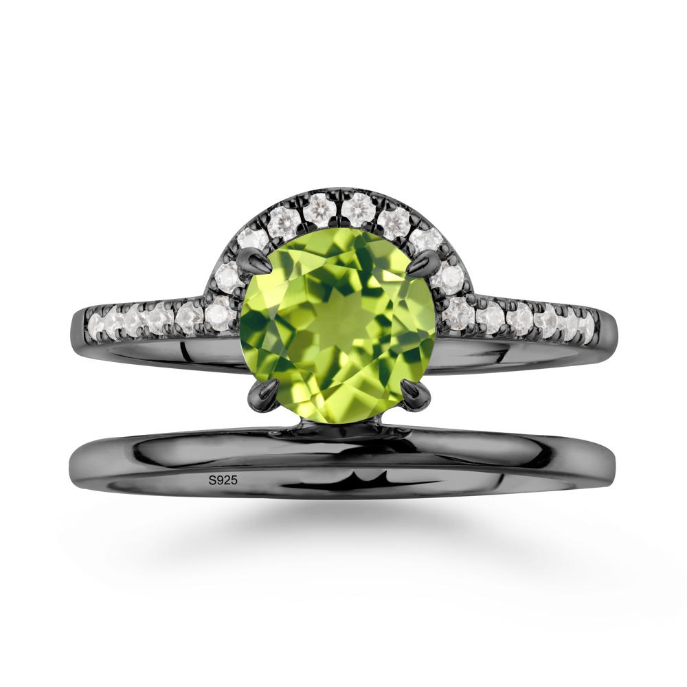 Double Band Creative Peridot Ring - LUO Jewelry #metal_black finish sterling silver